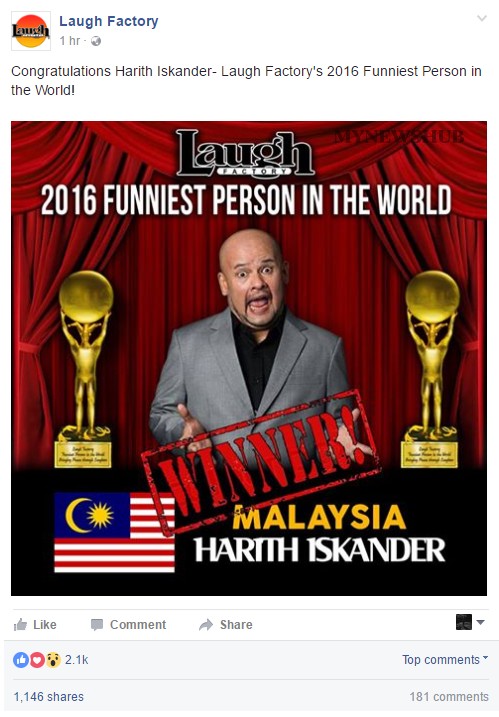 Harith Iskander Juara Funniest Person In The World 2016