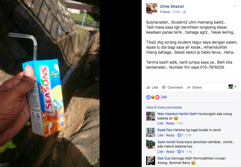 'Hai... Saya Tukang Sapu UITM Segamat' - Status Lelaki Ini Viral