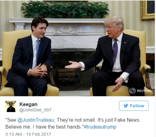 Netizen Parodikan Foto PM Kanada Salam Trump