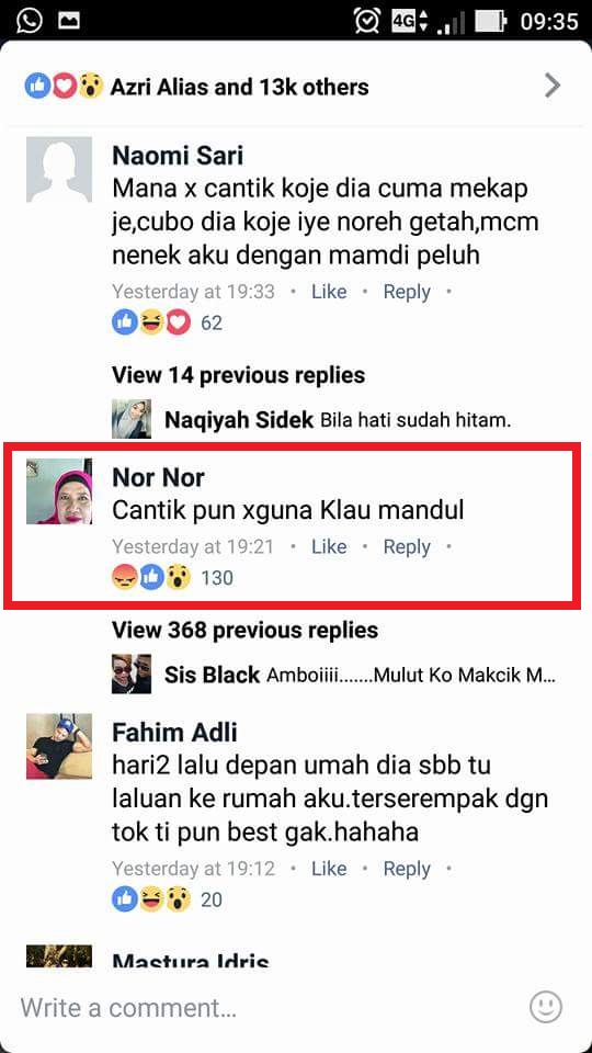 "Cantik Pun Tak Guna Kalau Mandul" - Siti Dihina Mak Cik FB