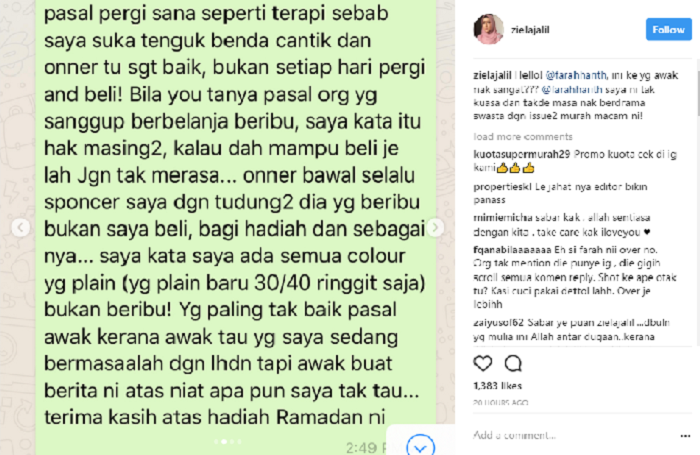 Ziela Nafi Beli Tudung Bawal Harga Beribu